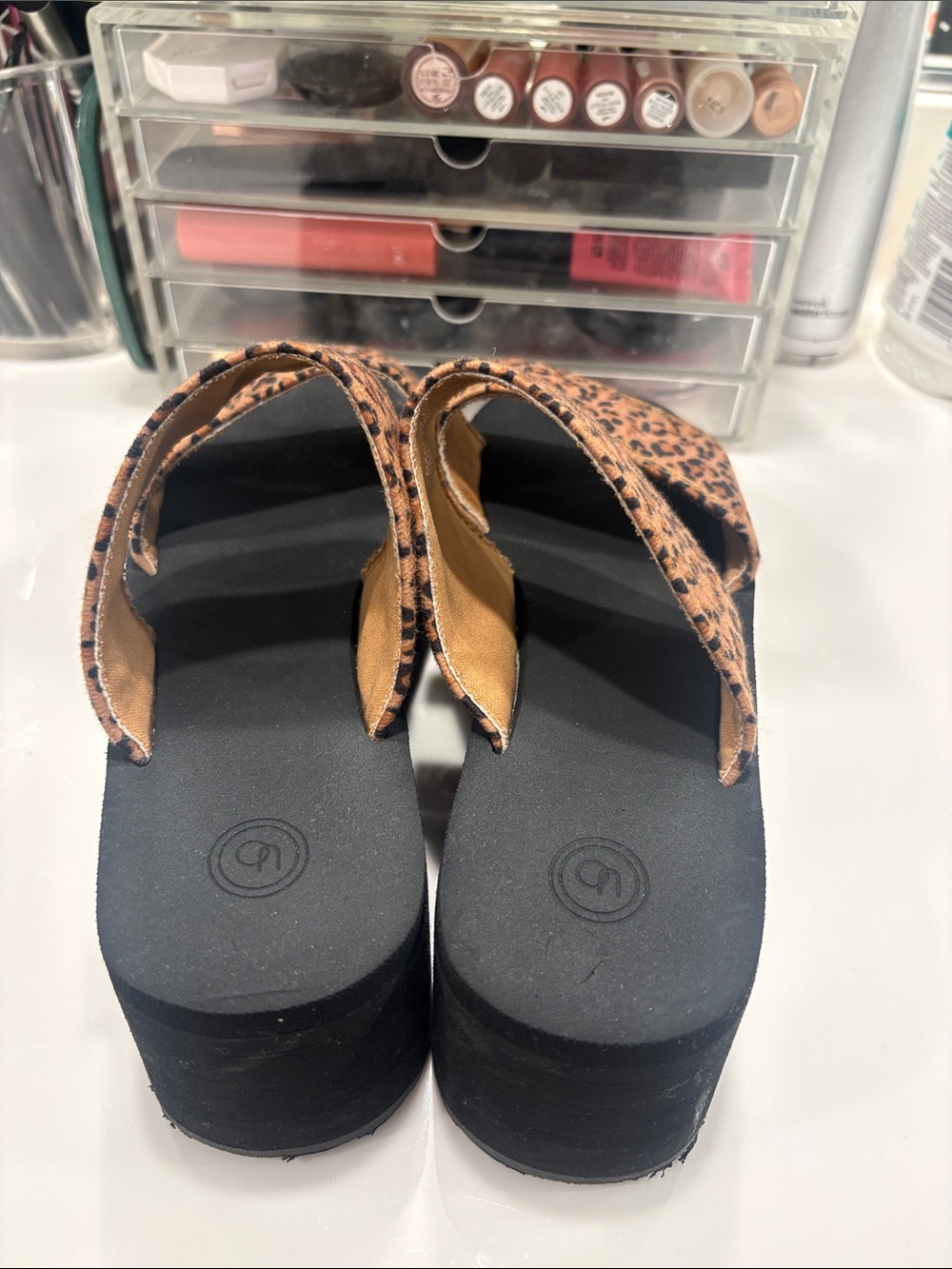 Women's Leopard Print Double-Strap Slide Sandals - Brown - Picture 3 of 4